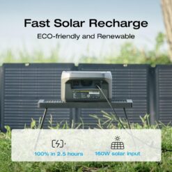 EF ECOFLOW Portable Power Station RIVER 2, 256Wh LiFePO4 Battery/ 1 Hour Fast Charging, 2 Up to 600W AC Outlets