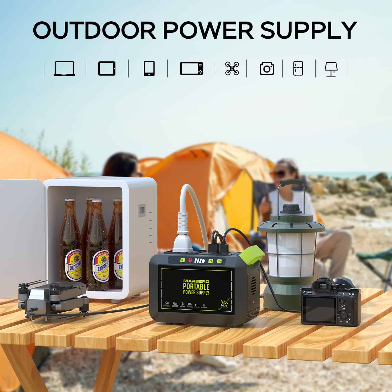 MARBERO Portable Power Station 88Wh Camping Lithium Battery Solar Generator Fast Charging with AC Outlet 120W Peak Power Bank
