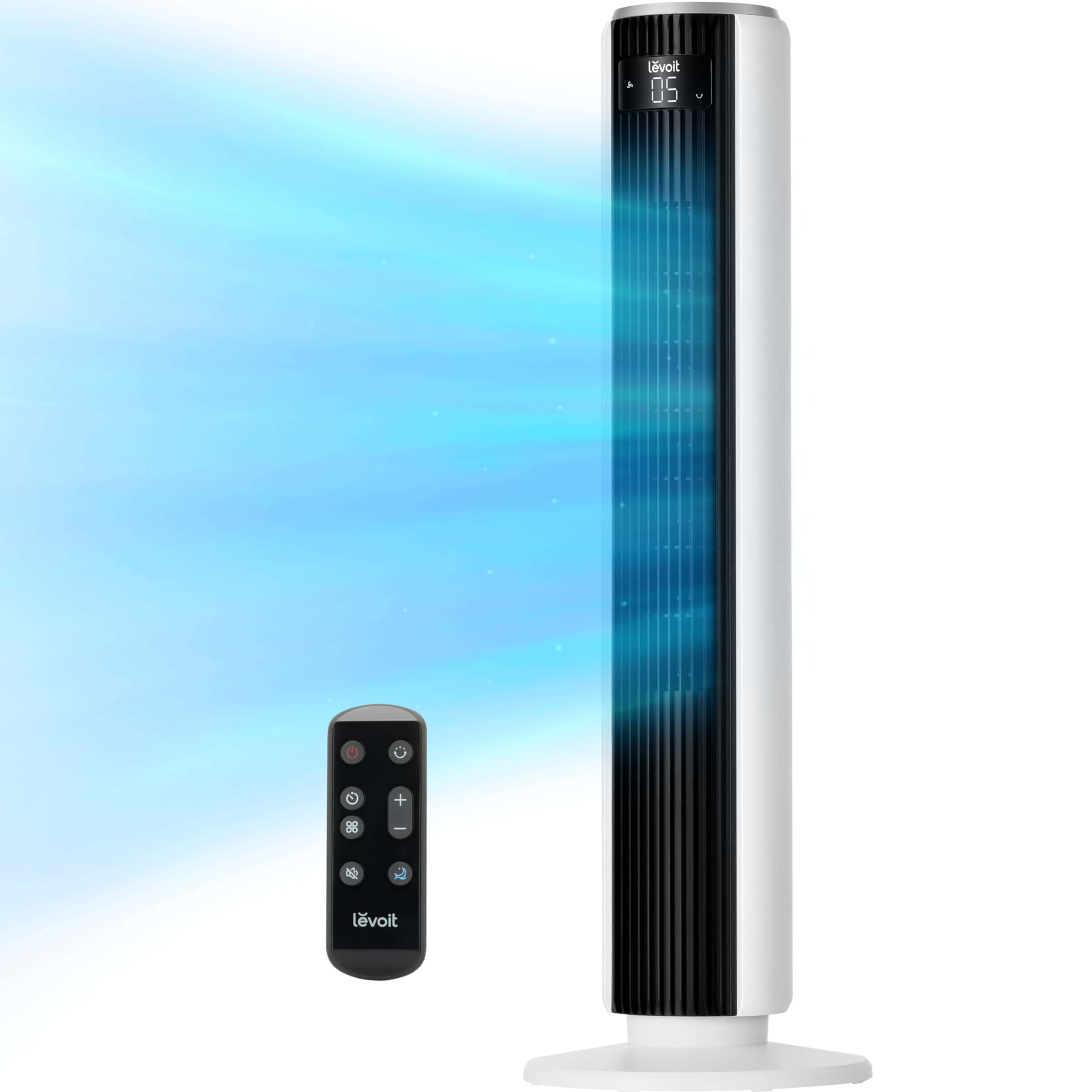LEVOIT Tower Fan for Bedroom, 25ft/s Standing Fans that Blow Cold Air for Home, Floor Fan 90° Oscillating for Indoors, White