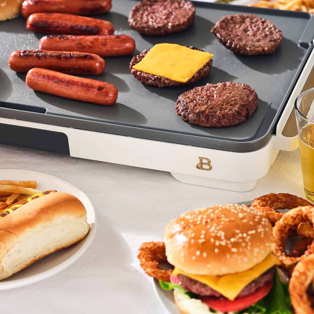 Beautiful XL Electric Griddle 12" x 22" Non-Stick, White Icing by Drew Barrymore