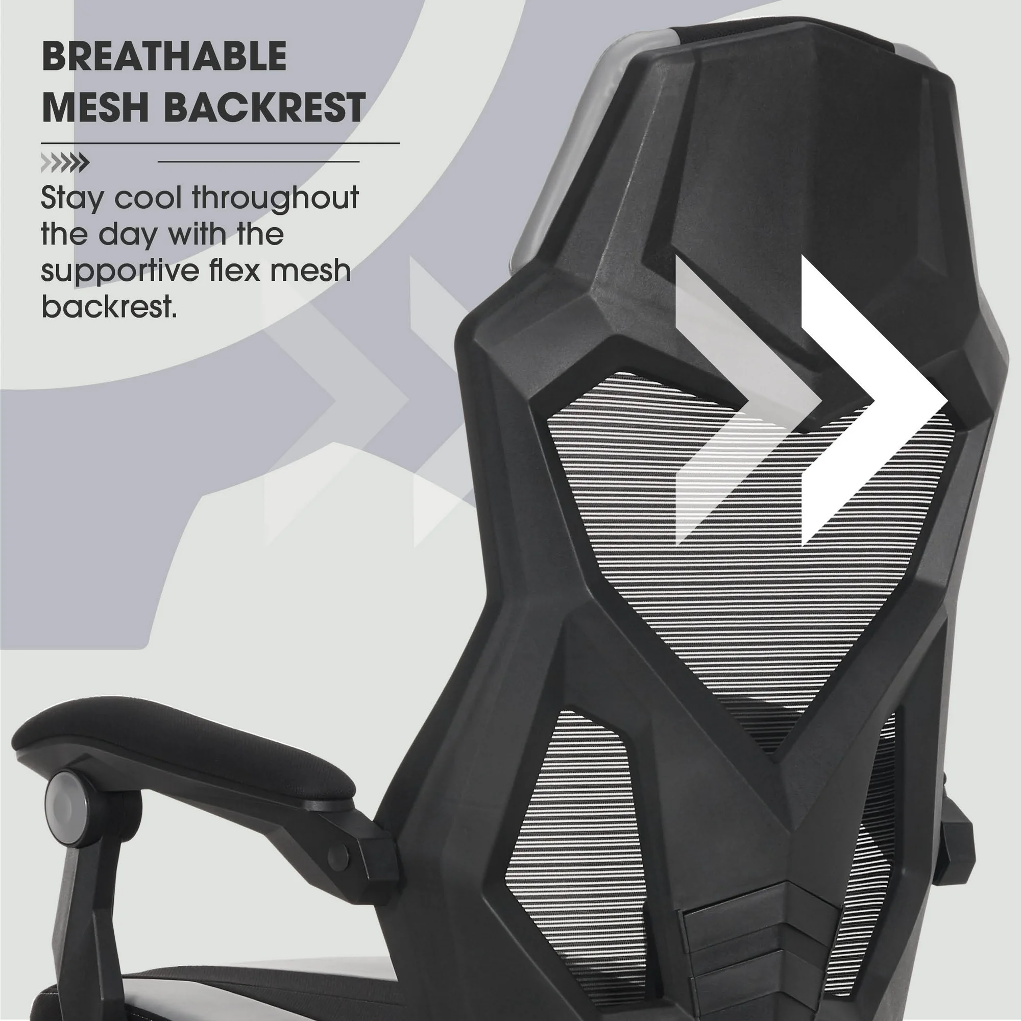 Gamer Gear Gaming Office Chair with Extendable Leg Rest, Gray/Black Fabric Upholstery