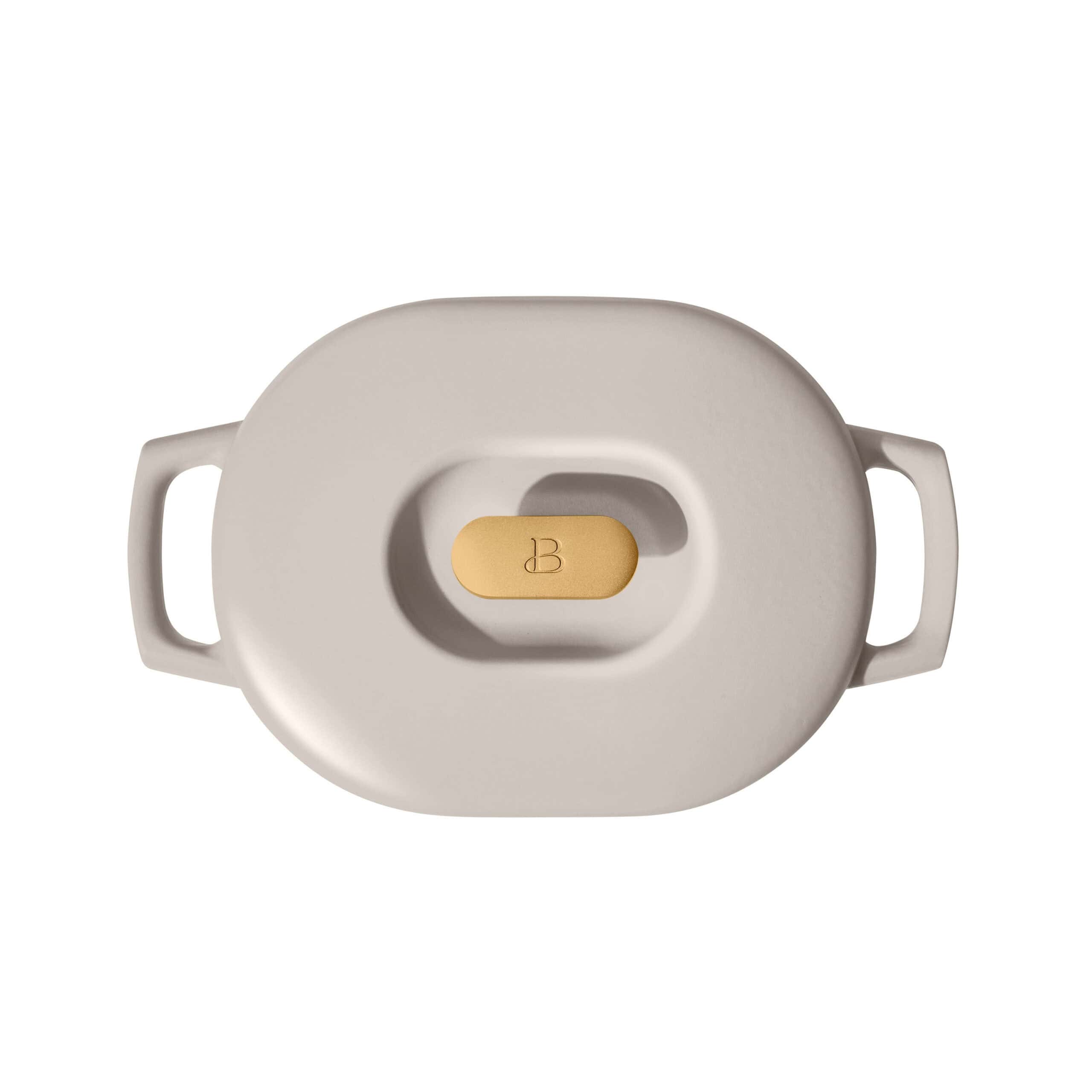 Beautiful 6 Quart Enamel Dutch Oven, Porcini Taupe by Drew Barrymore
