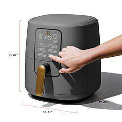 Beautiful 6 Qt Air Fryer with TurboCrisp Technology and Touch-Activated Display, Oyster Grey by Drew Barrymore