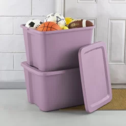 Sterilite 18 Gallon Tote Box Plastic Adult, Lilac Bloom, Set of 8