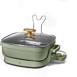 Beautiful 5 in 1 Electric Skillet - Expandable up to 7 Qt with Glass Lid, Sage Green by Drew Barrymore