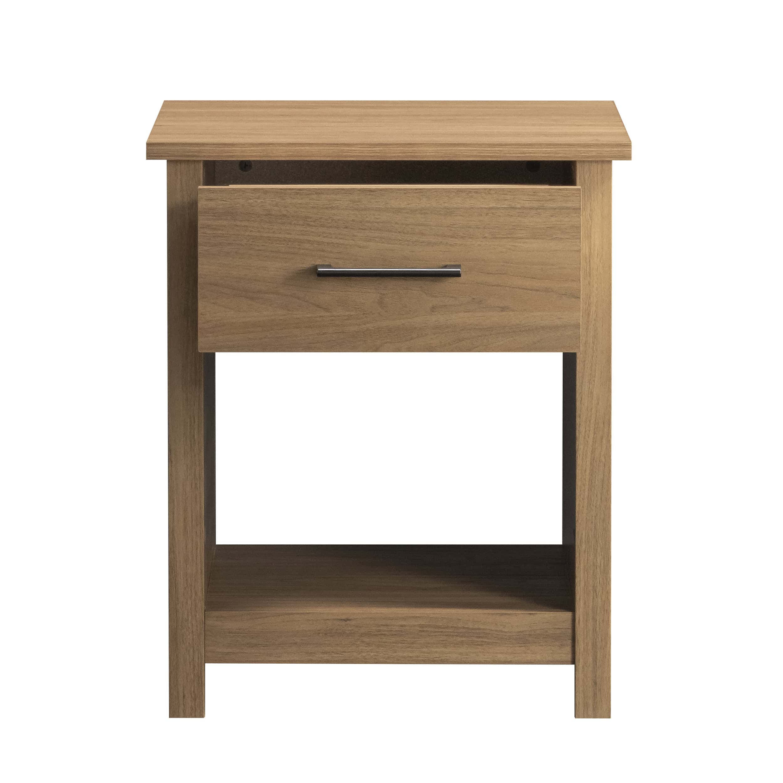 Mainstays Hillside Nightstand with Drawer, Walnut Finish