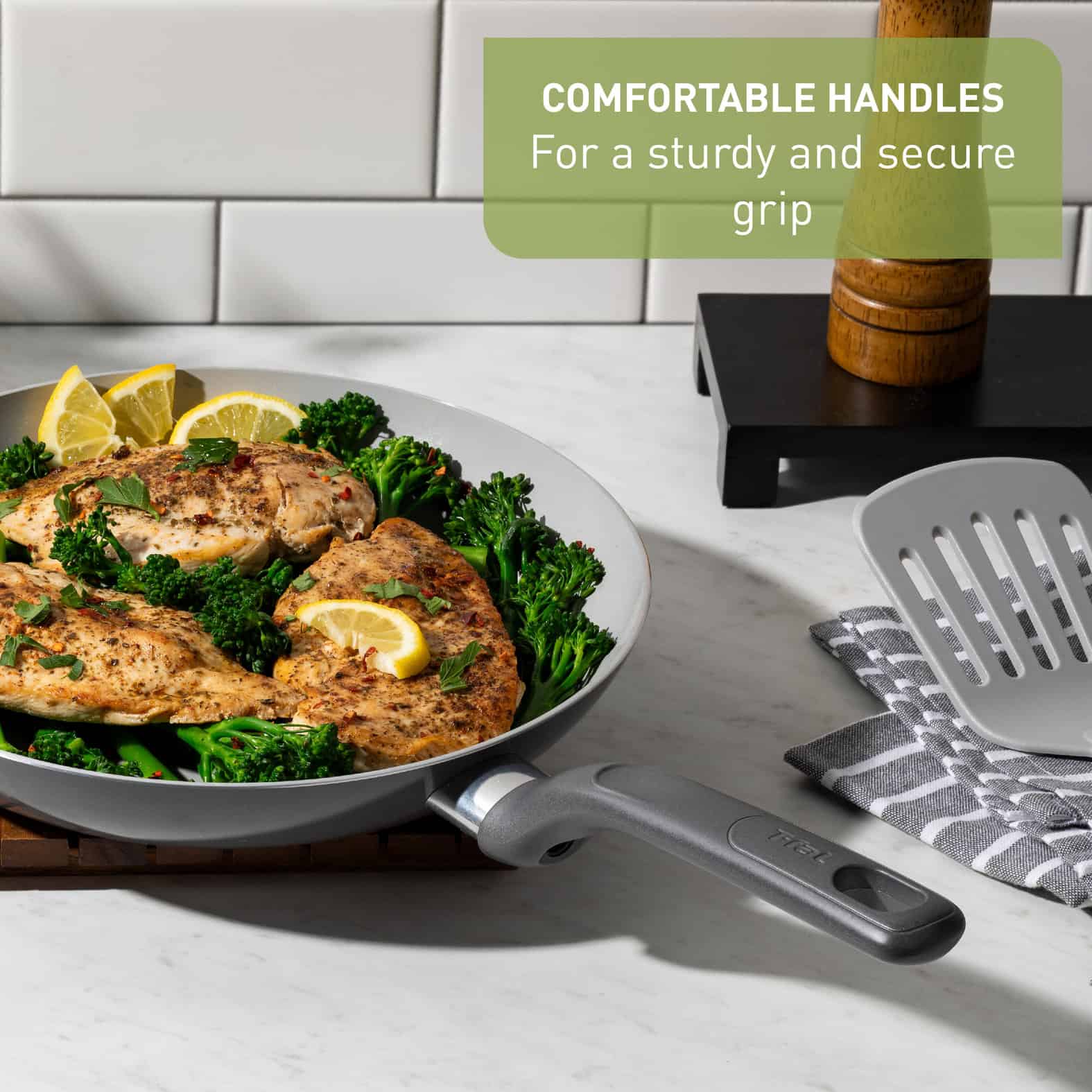 T-fal Easy Care Ceramic Non-Stick, 12 Piece Pots and Pans Cookware Set, Grey