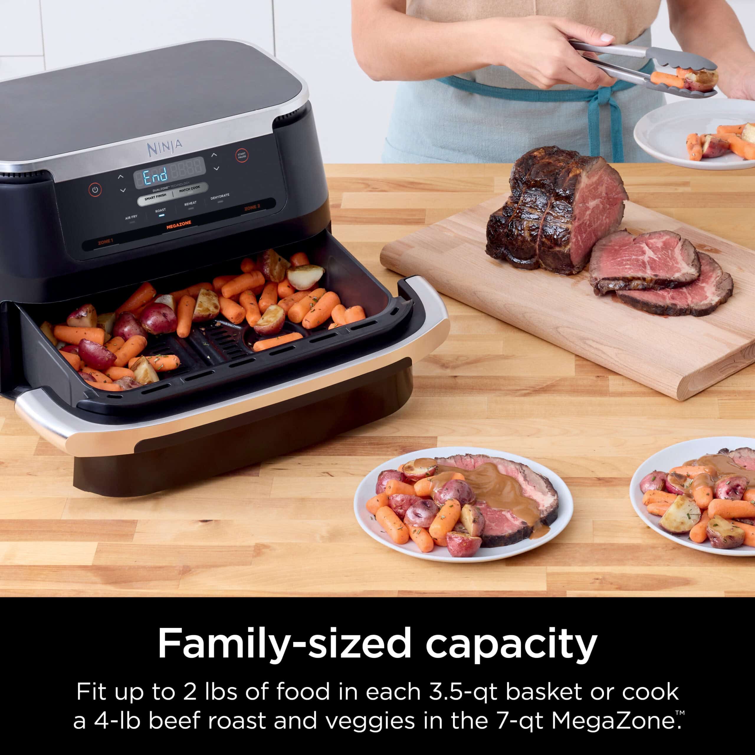 Ninja DZ070 Foodi 4-in-1 DualZone FlexBasket Air Fryer with 7-Qt MegaZone