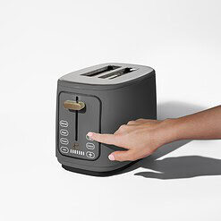 Beautiful 2 Slice Toaster with Touch-Activated Display, Oyster Gray by Drew Barrymore