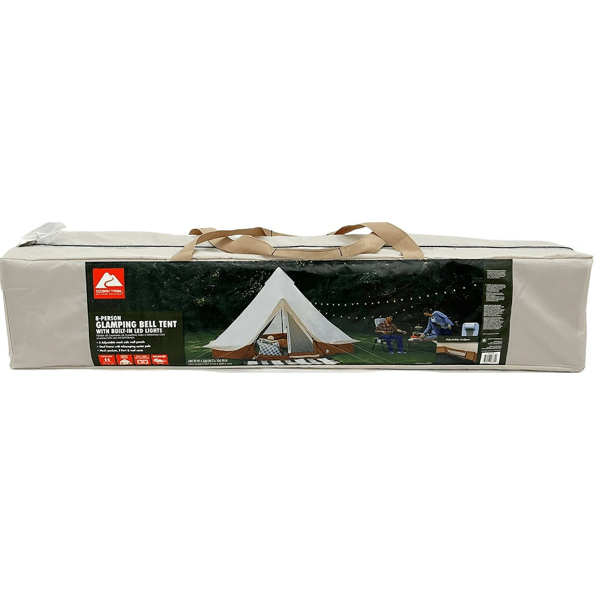 Ozark Trail 15' x 15' 8-Person Glamping Bell Tent with String Lights, 22.57 lbs - Image 8