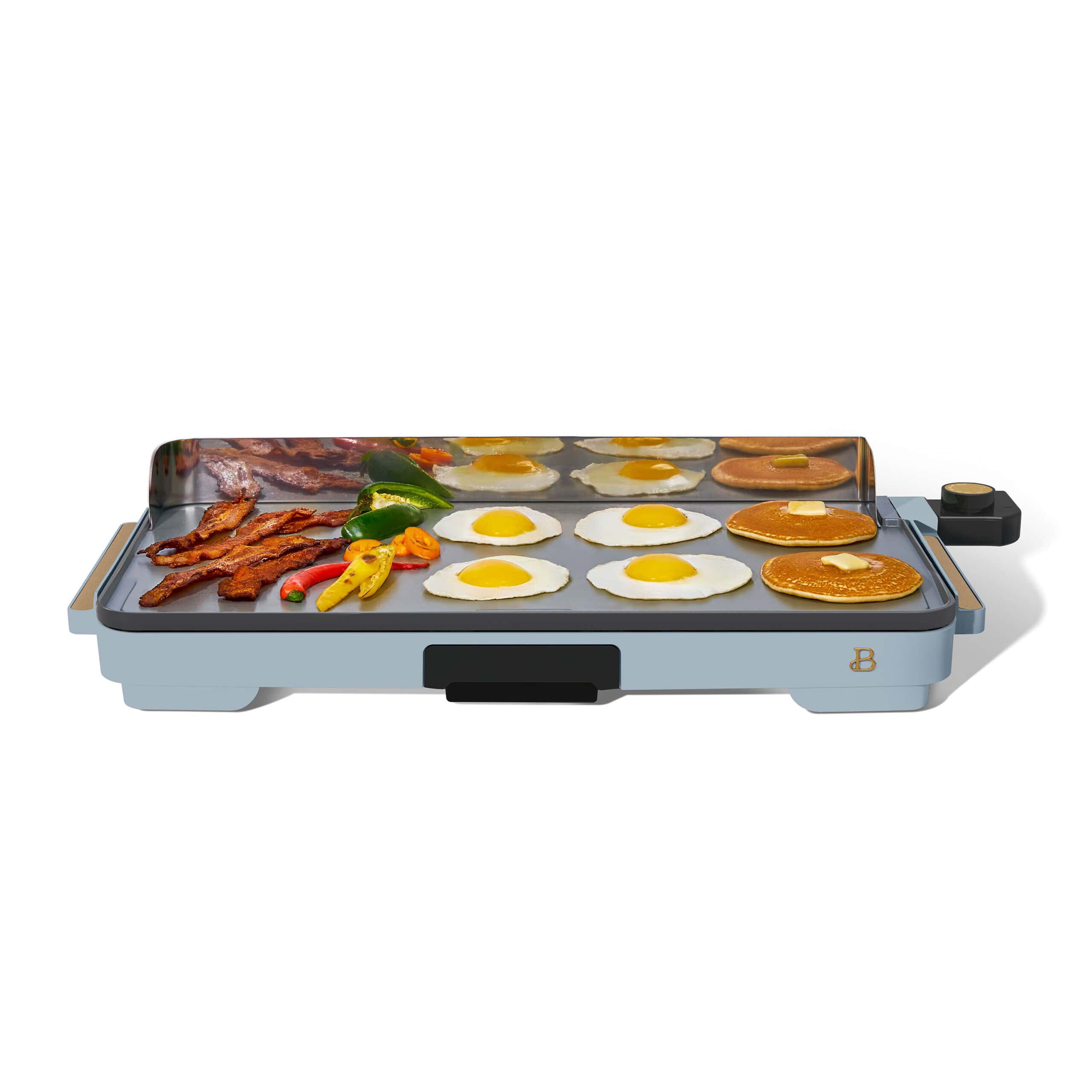 Beautiful XL Electric Griddle 12" x 22"- Non-Stick, Cornflower Blue by Drew Barrymore