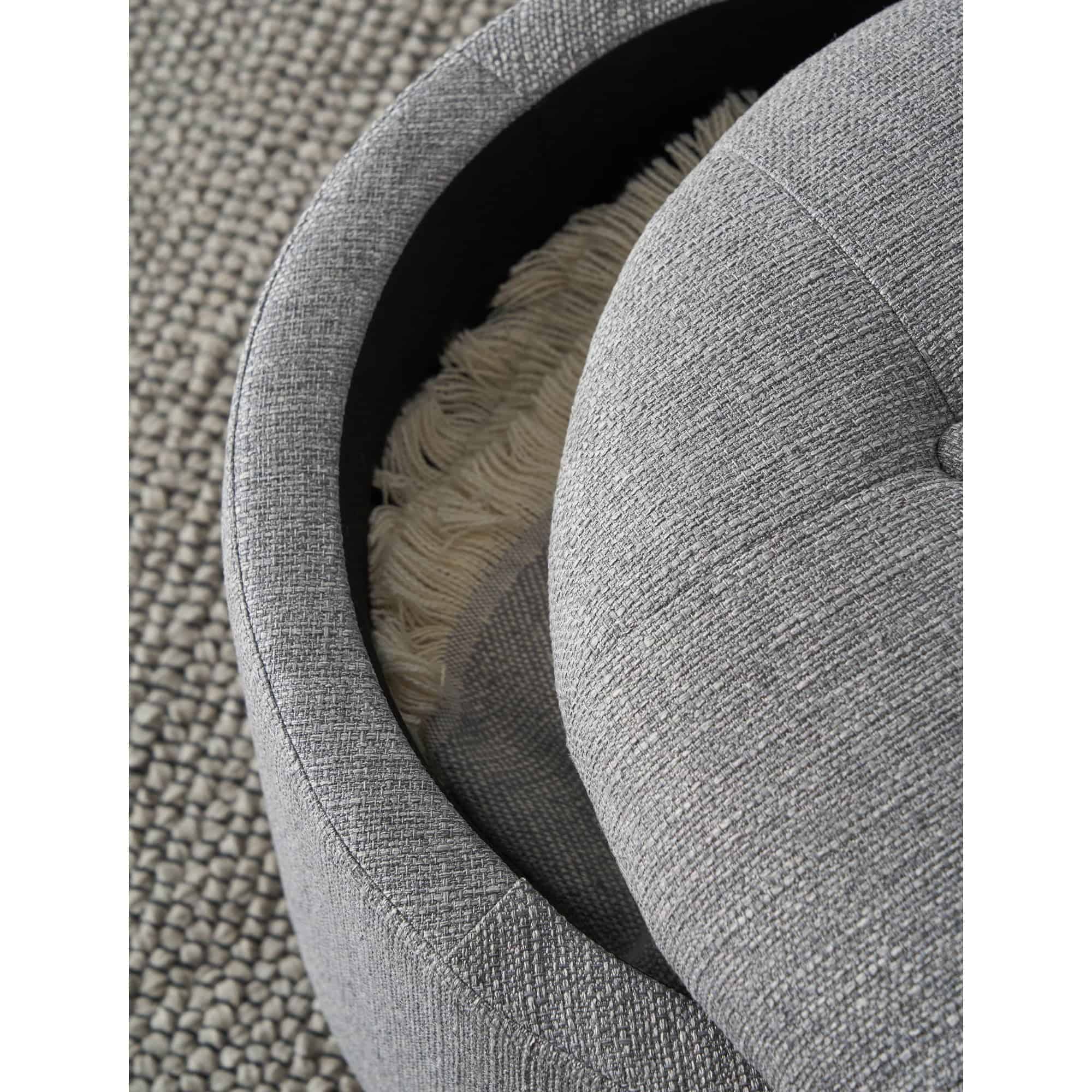 Better Homes & Gardens Round Tufted Storage Ottoman, Gray Faux Linen