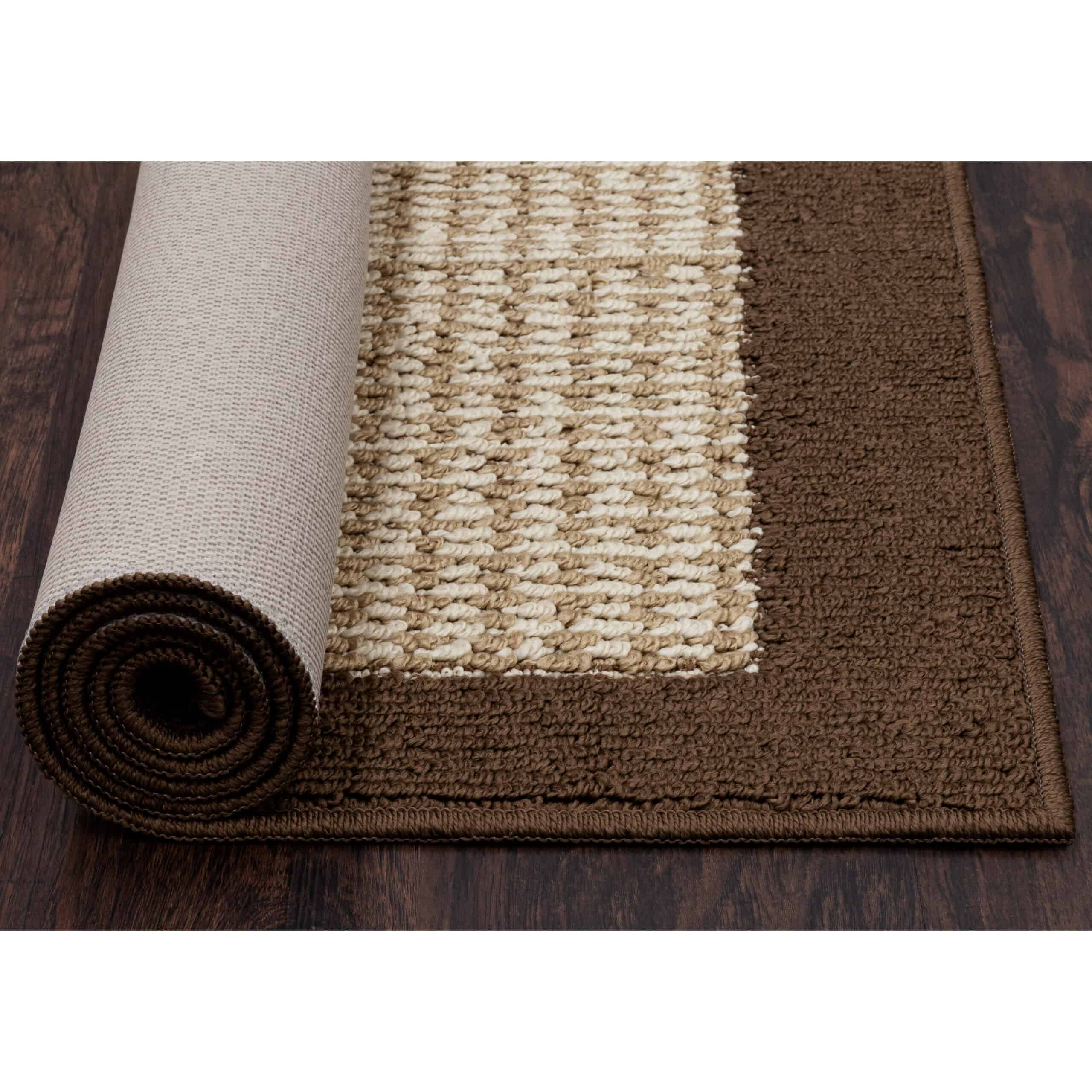 Mainstays Traditional Faux Sisal Olefin Brown Border Indoor Living Room Area Rug, 7'6"x10', Brown