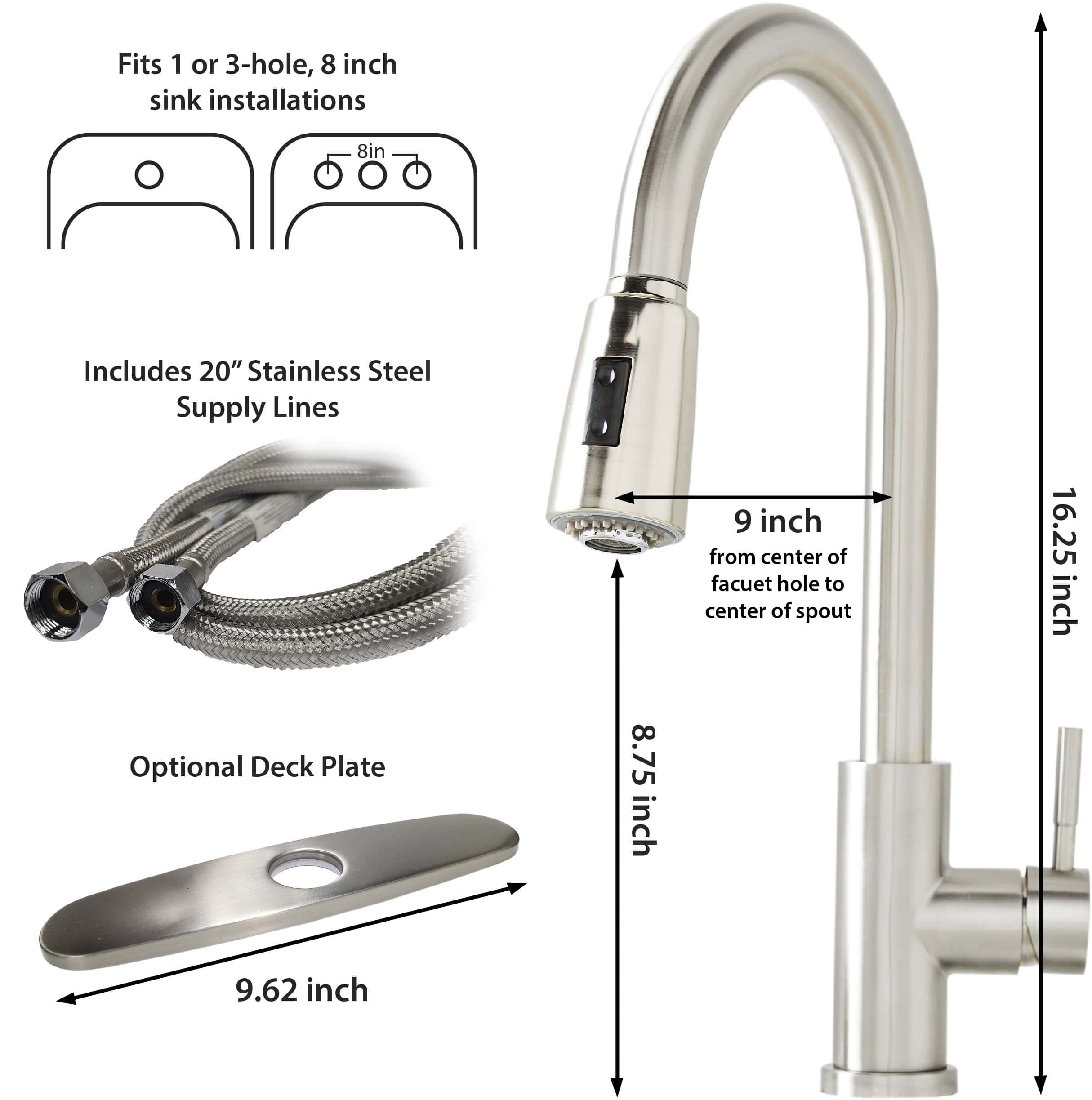 Better Homes & Gardens Elmont Pull Down Kitchen Faucet with Soap Dispenser, Satin Nickel