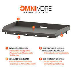 Blackstone 2-Burner 28” Propane Griddle with Hood and Omnivore Griddle Plate