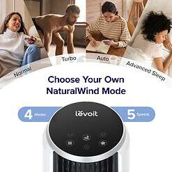 LEVOIT Tower Fan for Bedroom, 25ft/s Standing Fans that Blow Cold Air for Home, Floor Fan 90° Oscillating for Indoors, White