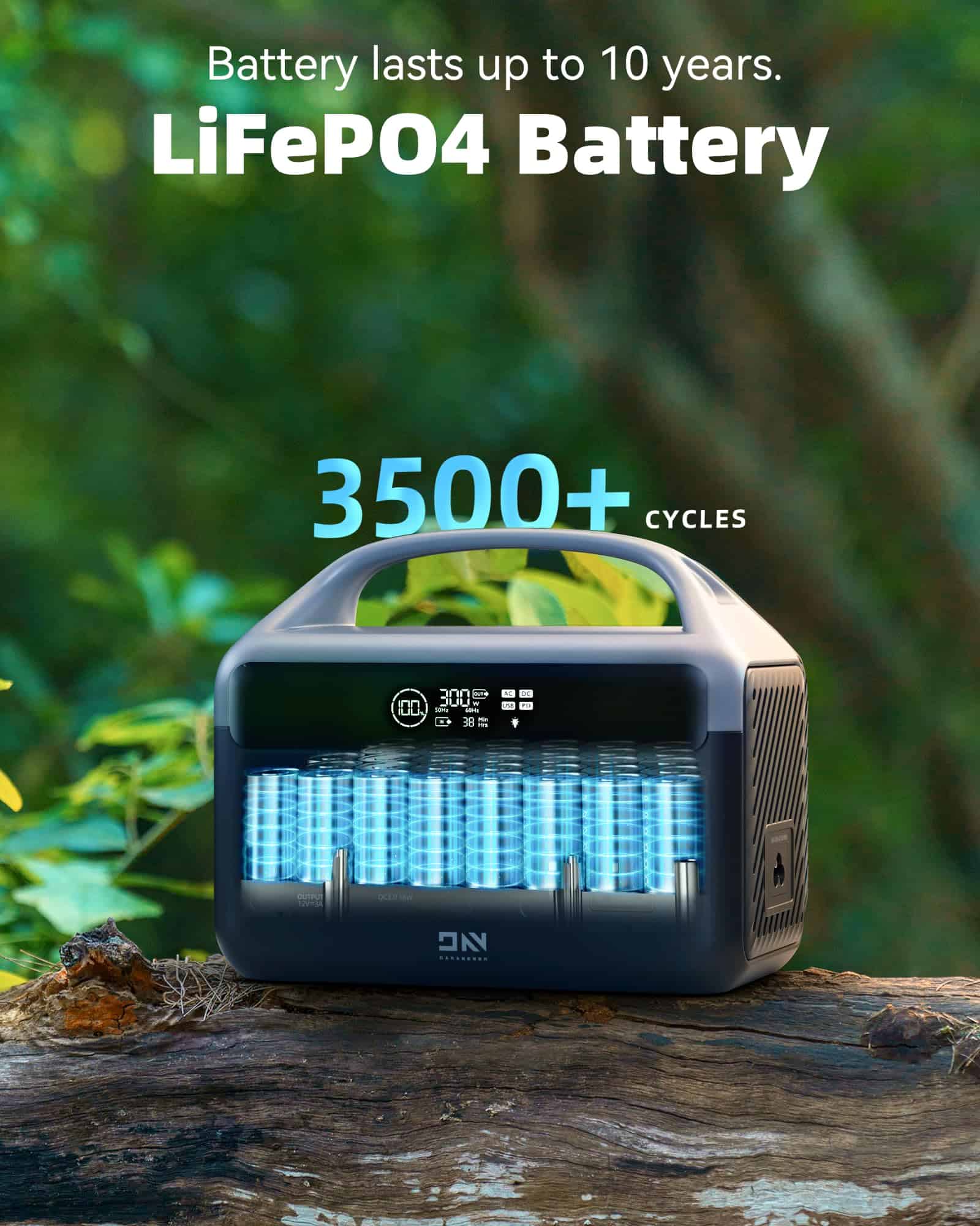 DaranEner Portable Power Station 56000mAh, 179.2Wh LiFePO4 Battery Backup w/ 2 300W (Peak 600W) AC Outlets