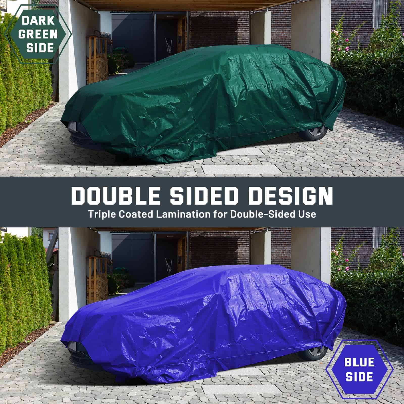 Kesfitt Tarp Heavy Duty Waterproof 12x16FT,16 Mil Thick Tarps Tear&Fade Resistant, UV Resistant, Poly Tarp Cover (Green/Blue)