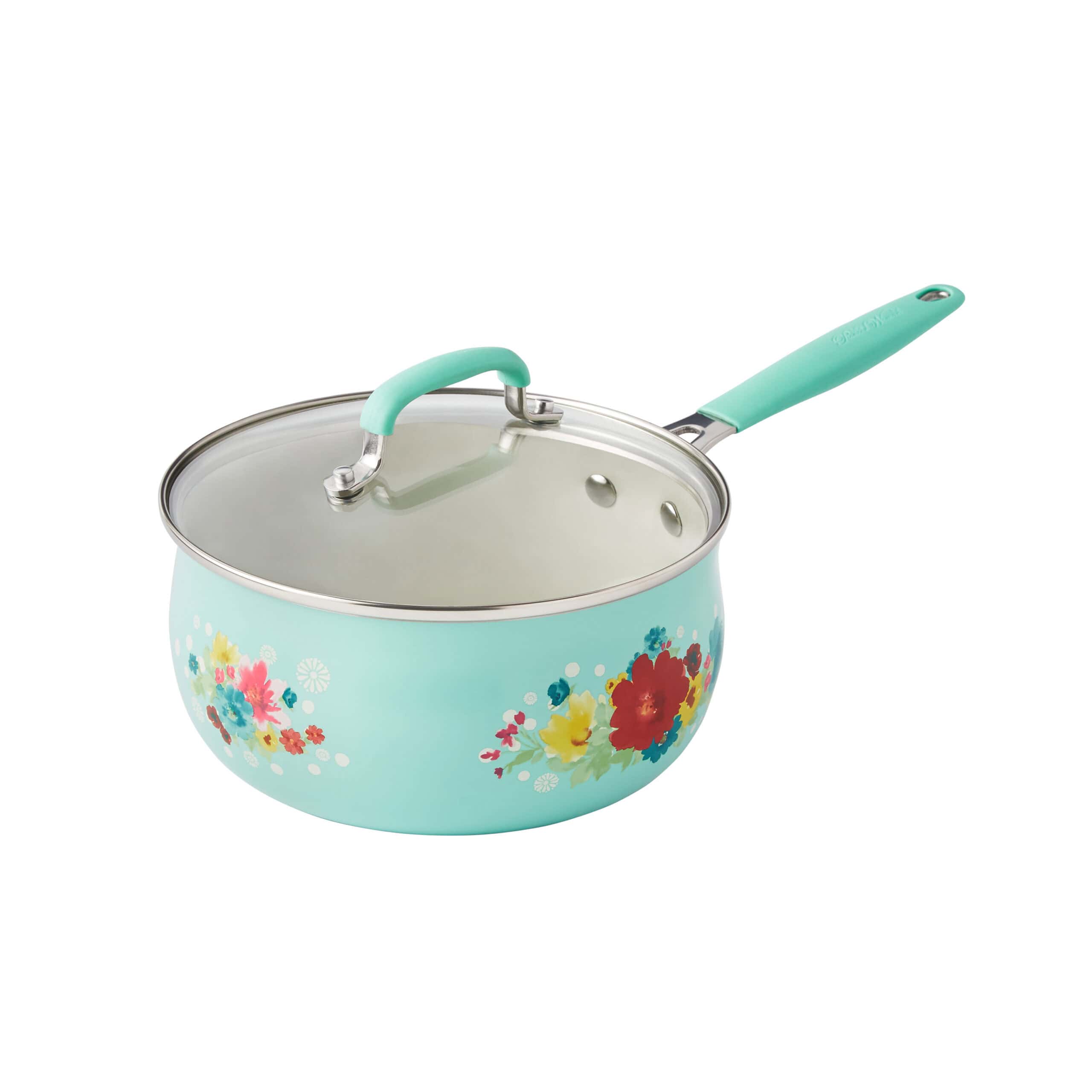 The Pioneer Woman Classic Ceramic Breezy Blossom Cookware Set, 12 Piece Set