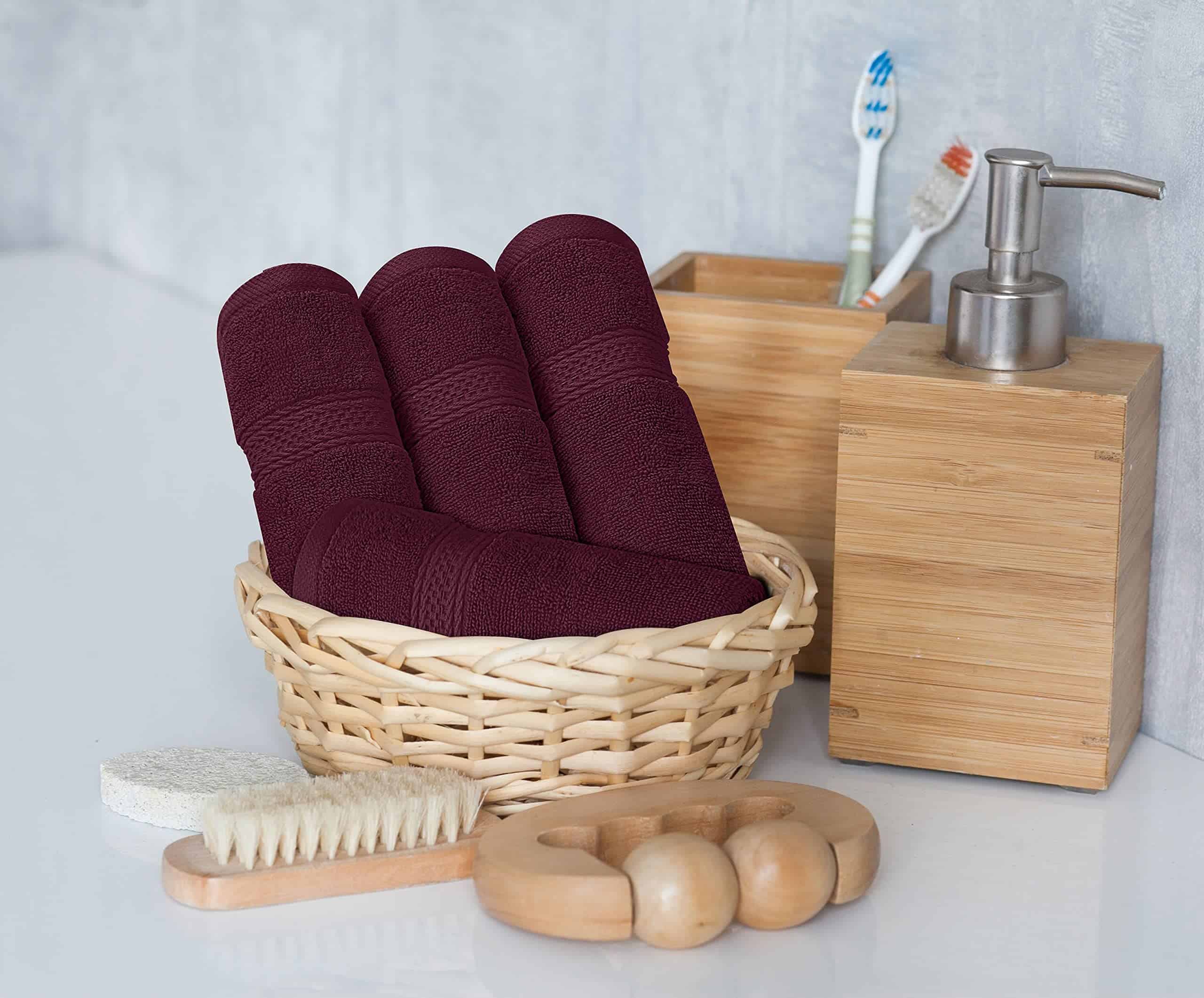 Utopia Towels 8-Piece Premium Towel Set, 2 Bath Towels, 2 Hand Towels, and 4 Wash Clothsm, Burgundy