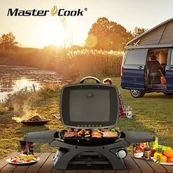 MASTER COOK Liquid Propane Grill BBQ Propane 2 in 1 Portable Tabletop Gas Grill Camping Barbecue Outdoor Cooking Grill with Cart, Black