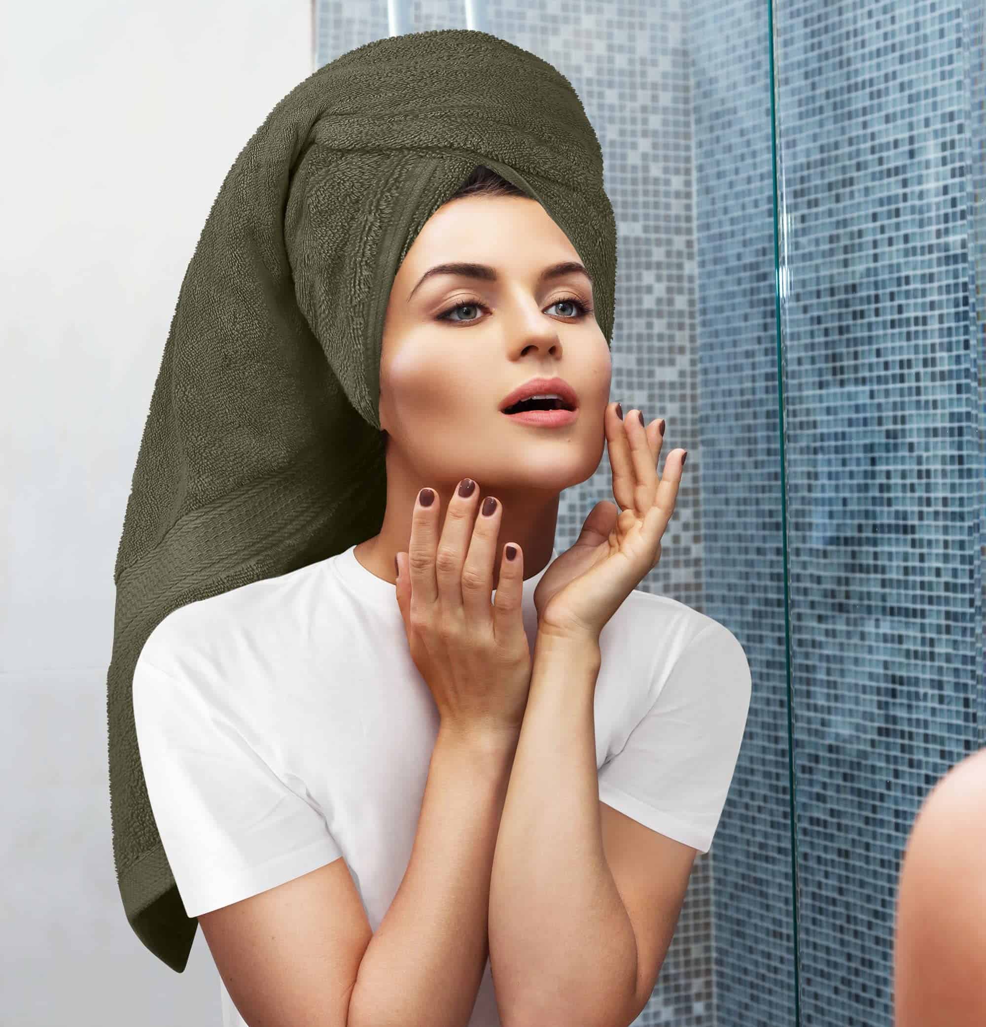 Utopia Towels 8-Piece Premium Towel Set, 2 Bath Towels, 2 Hand Towels, and 4 Wash Clothsm, Dusty Olive