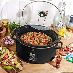 Beautiful 6 Qt Programmable Slow Cooker, Black Sesame by Drew Barrymore