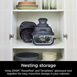 Ninja FN101GY Crispi Air Fryer, Microwave, Freezer & Dishwasher Safe, Non Toxic Glass Portable Cooking System