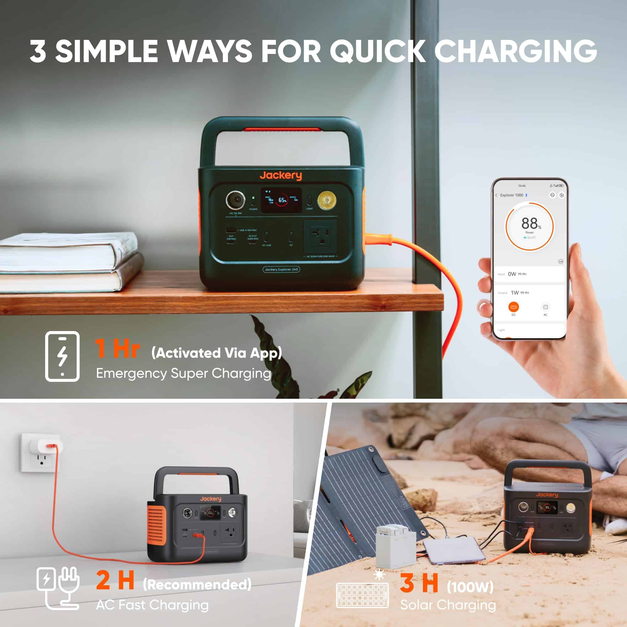 Jackery Explorer 240 v2 Portable Power Station 2024 New Version, 256Wh LiFePO4 Battery with 300W AC/100W USB-C Output