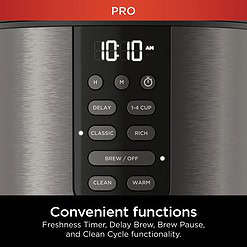 Ninja DCM201BK Programmable XL 14-Cup Coffee Maker PRO, 14-Cup Glass Carafe, Freshness Timer, Black Stainless Steel