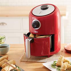 DASH Compact Air Fryer Oven Cooker with Temperature Control, Non-stick Fry Basket, 2 Quart - Red