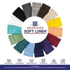 American Soft Linen Luxury 6 Piece Towel Set, 2 Bath Towels 2 Hand Towels 2 Washcloths, Light Grey Towel Sets