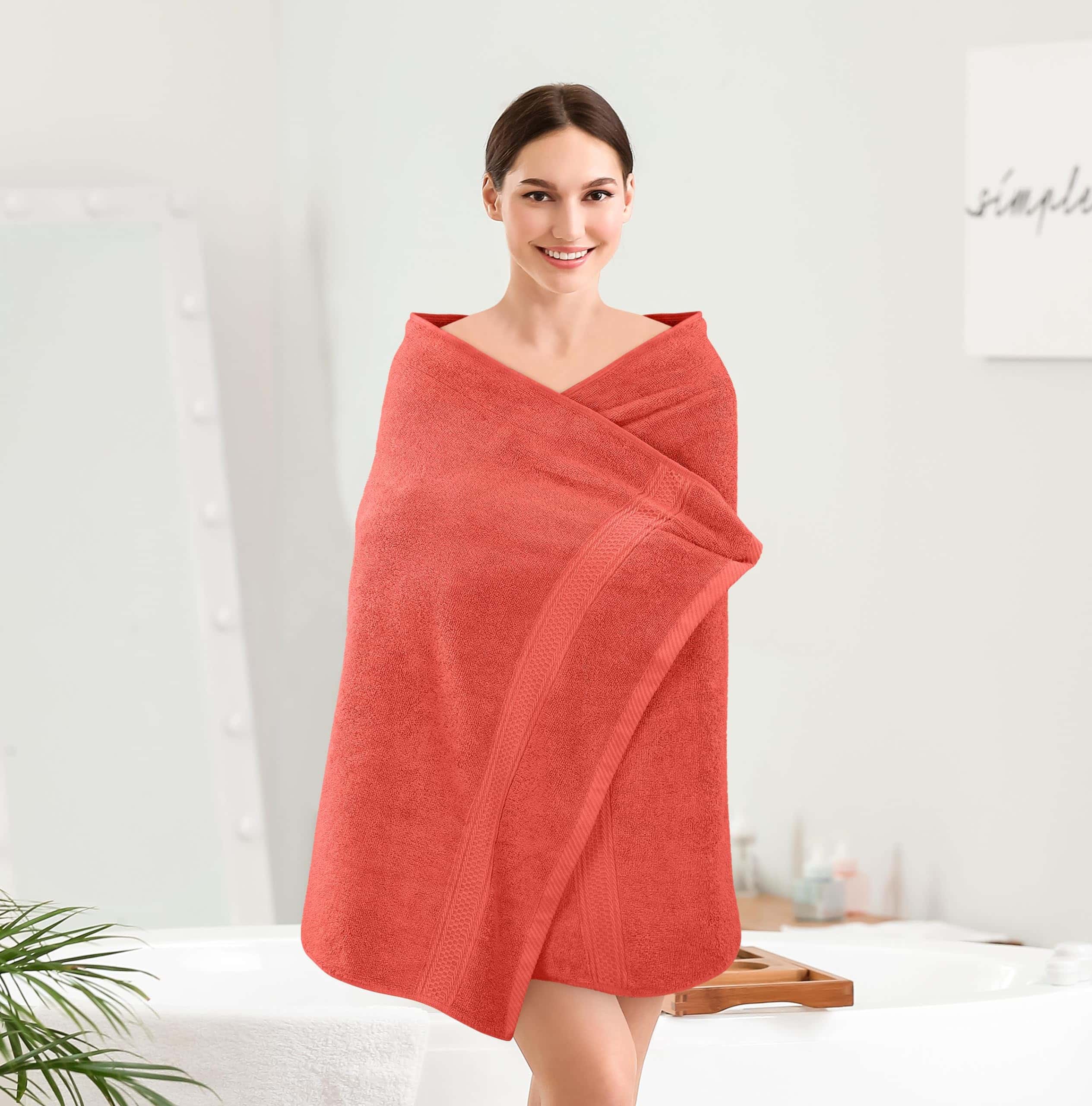 Utopia Towels 4 Pack Premium Bath Towels Set, 27 x 54 Inches, Coral