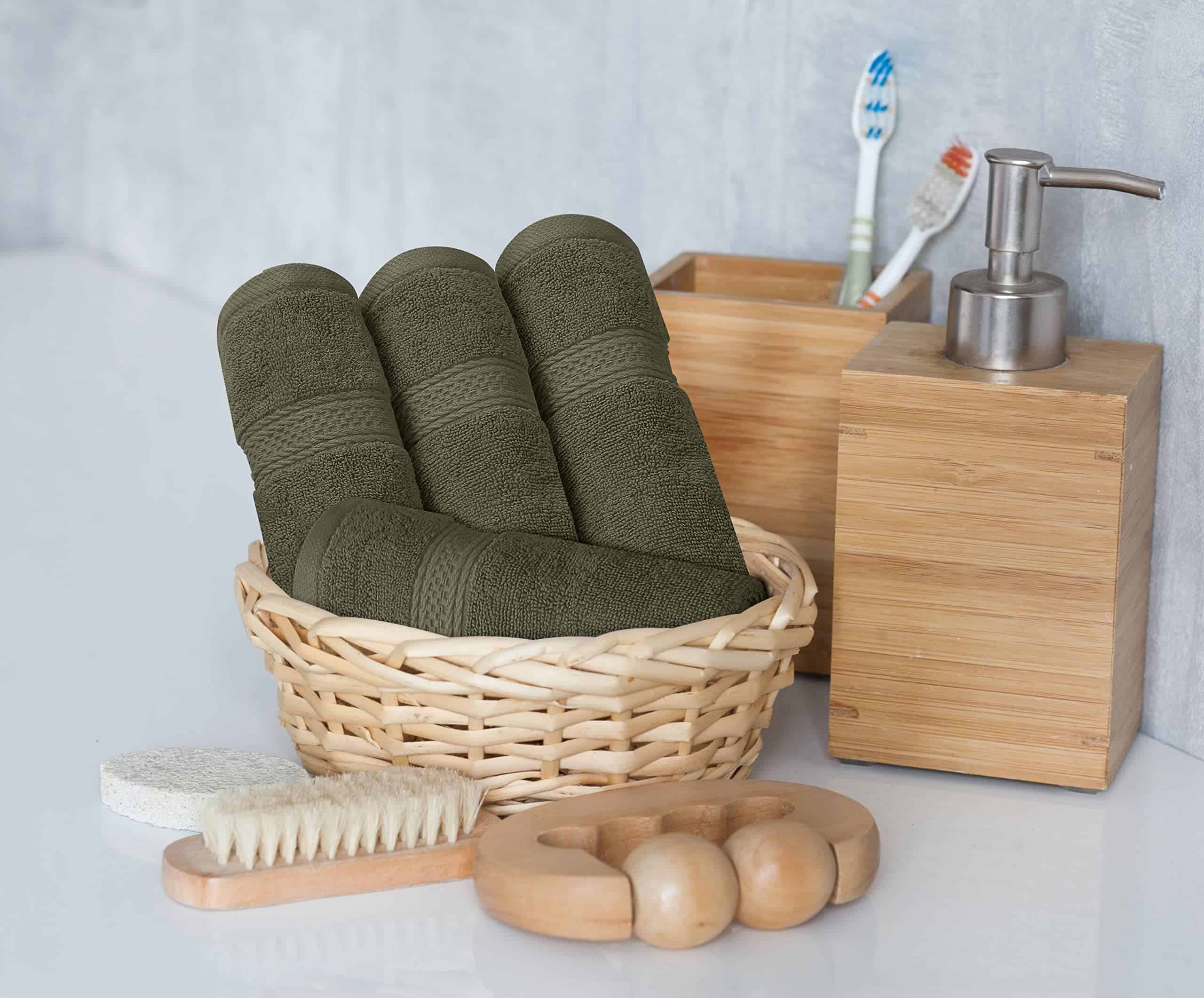 Utopia Towels 8-Piece Premium Towel Set, 2 Bath Towels, 2 Hand Towels, and 4 Wash Clothsm, Dusty Olive