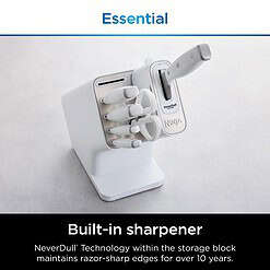 Ninja K12007WHBN NeverDull 7-Piece Prep Knife System, Essential, High Carbon Stainless Steel, Built-in Sharpener, White