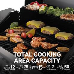 Royal Gourmet 4-Burner Propane Gas Grill with Warming Rack, Outdoor BBQ Grill with 34,000 BTUs Output, Black & Silver