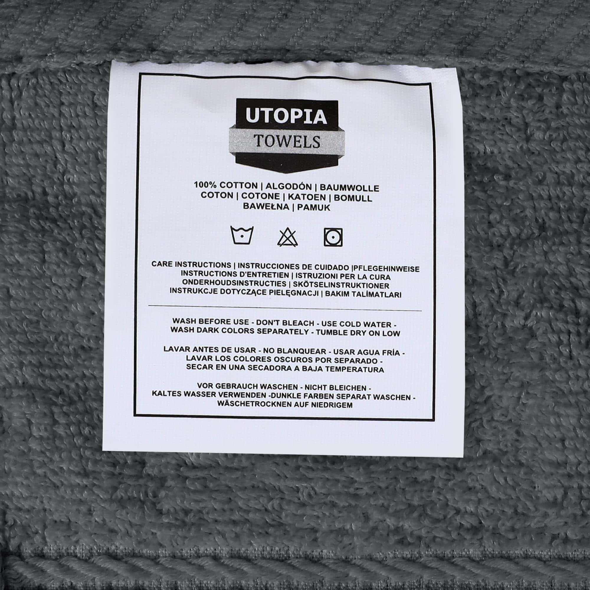 Utopia Towels 8-Piece Premium Towel Set, 2 Bath Towels, 2 Hand Towels, and 4 Wash Cloths (Grey)