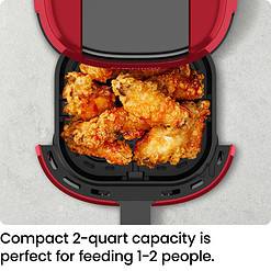 CHEFMAN 2 Qt Mini Air Fryer – Digital Space-Saving Compact Air Fryer with Nonstick and Dishwasher Safe Basket, Red