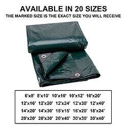 CARTMAN Finished Size 30x40 Feet Waterproof Green Tarp 8 Mil Thick, Multipurpose Protective Cover