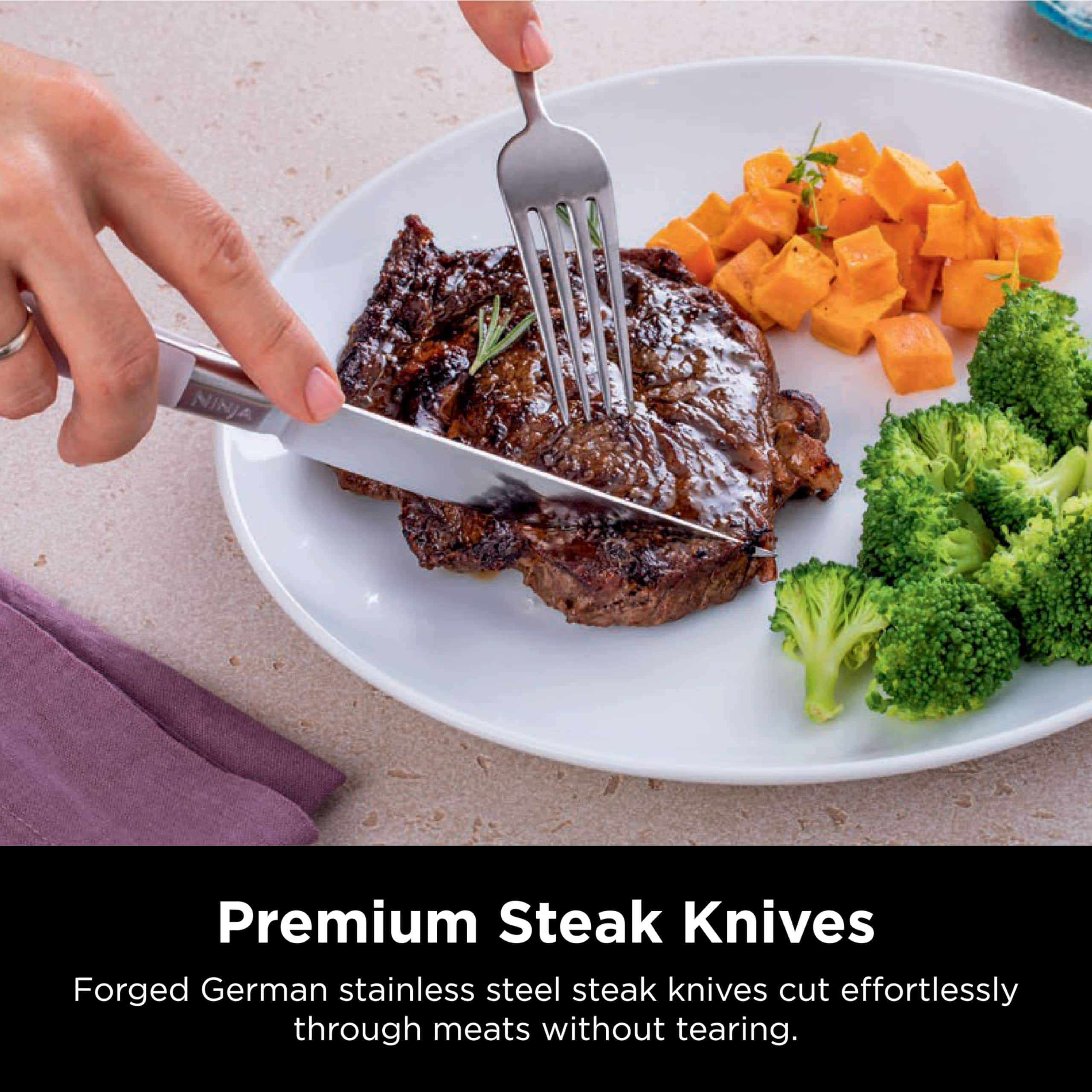 Ninja K52015 Foodi NeverDull 15 Piece Premium Knife System, Wood Series Block, German Stainless Steel
