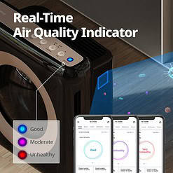 Coway Airmega AP-1512HHS App-Enabled Smart Technology, Compatible with Amazon Alexa True HEPA Air Purifier, Black/Bronze