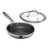 HexClad Hybrid Nonstick 8-Inch Fry Pan with Tempered Glass Lid, Stay-Cool Handle, Dishwasher and Oven Safe