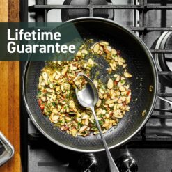 HexClad Hybrid Nonstick 8-Inch Fry Pan with Tempered Glass Lid, Stay-Cool Handle, Dishwasher and Oven Safe
