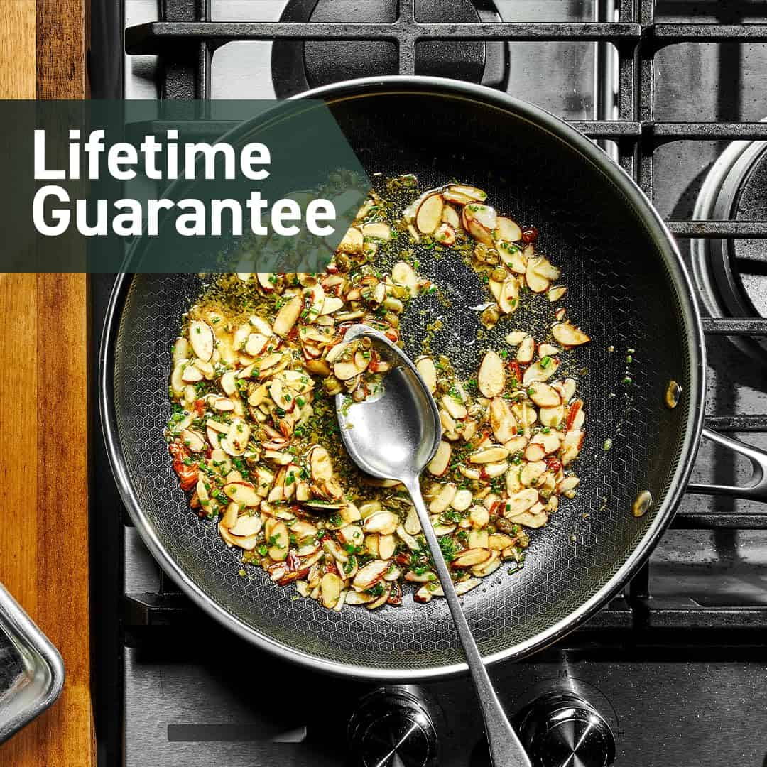 HexClad Hybrid Nonstick 8-Inch Fry Pan with Tempered Glass Lid, Stay-Cool Handle, Dishwasher and Oven Safe