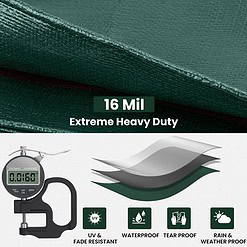 Winpull Tarp 12x20 Feet 16 Mil Heavy Duty Waterproof Tarp, Multipurpose Large Tarp Cover with Brass Grommets and Reinforced Edges