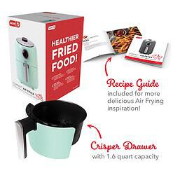 DASH Compact Air Fryer Oven Cooker with Temperature Control, Non-stick Fry Basket, Auto Shut off Feature, 2 Quart, Aqua
