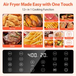 Beelicious Pro 5.8QT Large Air Fryer, 12-in-1 Digital Airfryer with Clear Window, 40+ Recipes, Green