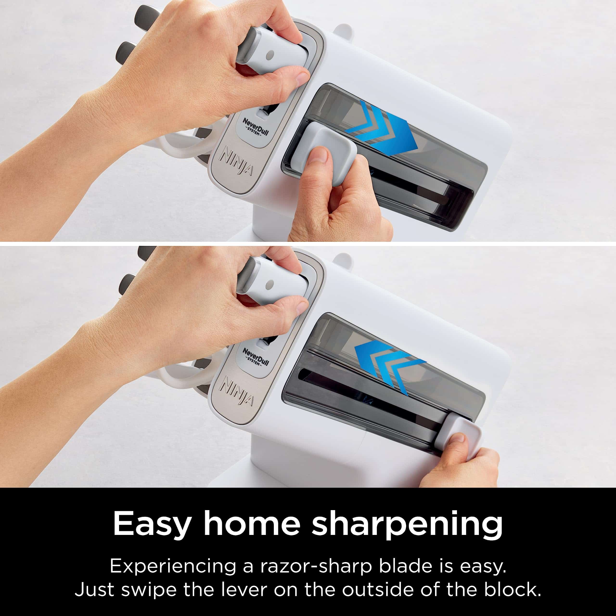 Ninja K12007WHBN NeverDull 7-Piece Prep Knife System, Essential, High Carbon Stainless Steel, Built-in Sharpener, White