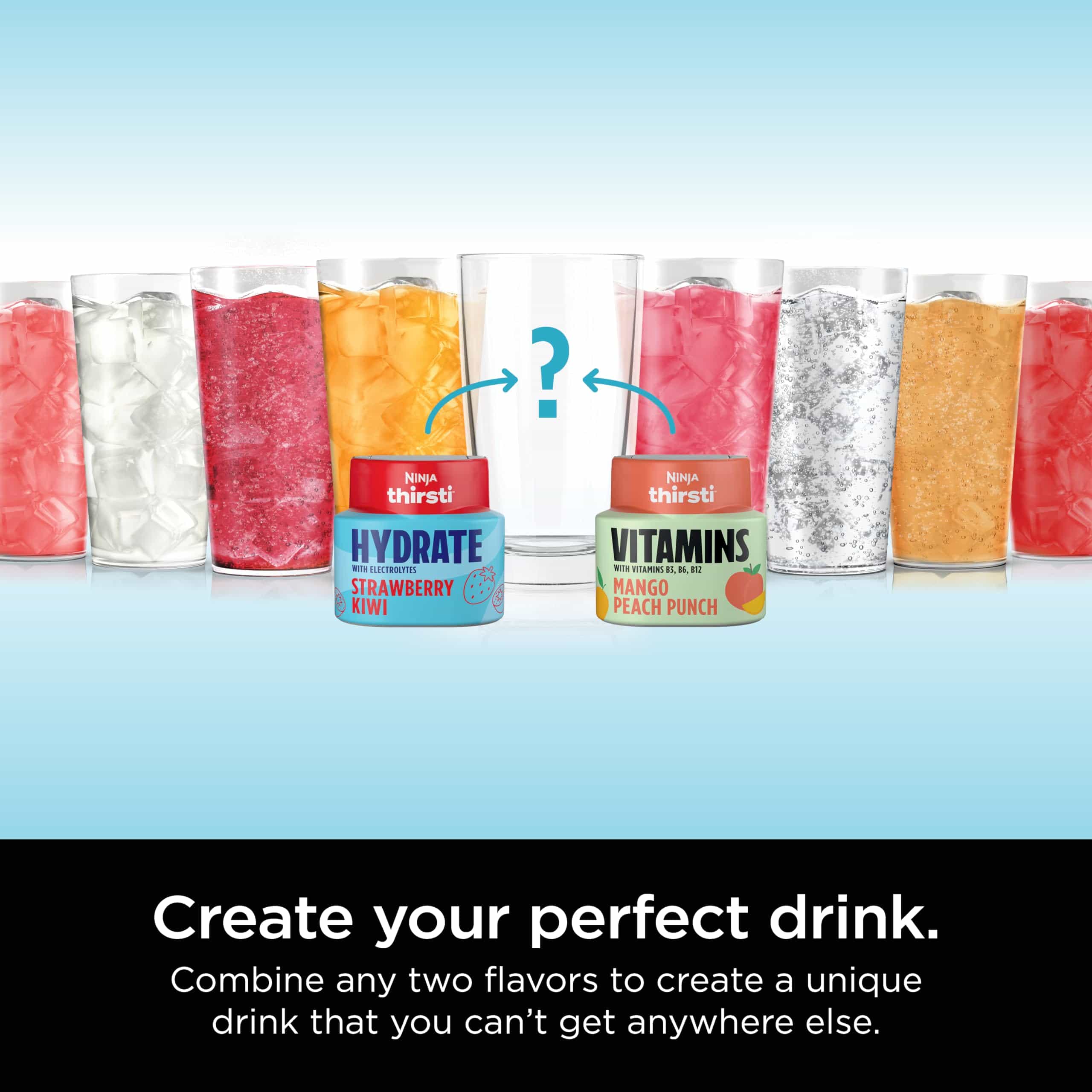 Ninja Thirsti Drink System, Soda Maker, Create Unique Sparkling & Still Drinks, Personalize Size & Flavor, Grey