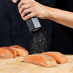 HexClad HexMill Pepper Grinder, Professional Grade Heavy Duty, Refillable, Aluminum Matte Black, Adjustable Ten Coarse Grind Settings